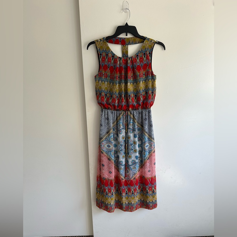 Enfocus Studio Red Multi-Pattern Sleeveless Midi Dress